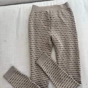 Missoni Beige Brown Logo Knit Wool Blend Leggings